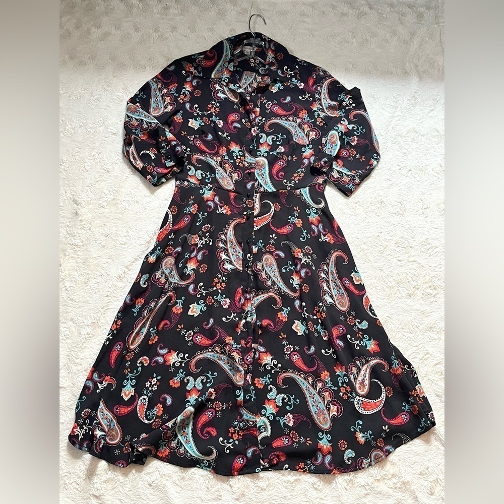 NANETTE Lapore - Paisley Roll Tab Sleeve Dress  Size 4 - Picture 7 of 8